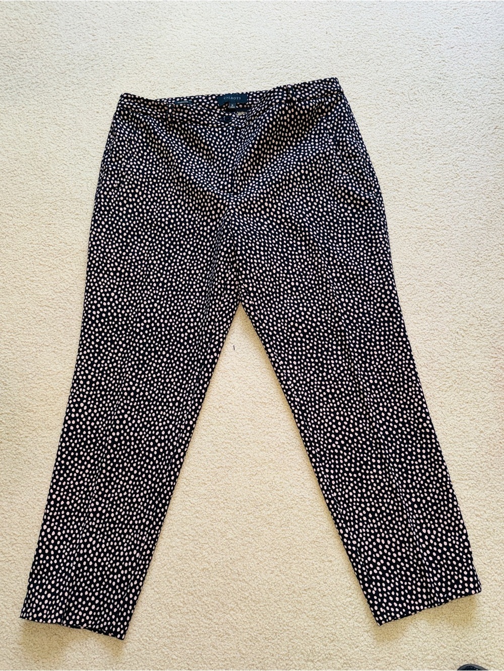 Talbots Black Pants with Pink Polka Dots 12